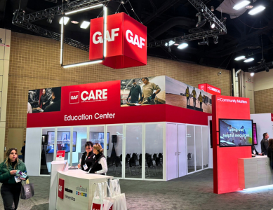 An exhibitor booth from International Roofing Expo